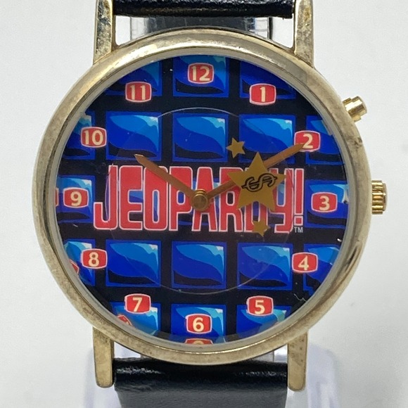 Vintage Jeopardy Watch Men Women 34mm Gold Tone NO MUSIC TV New Battery 1989 - Picture 3 of 16